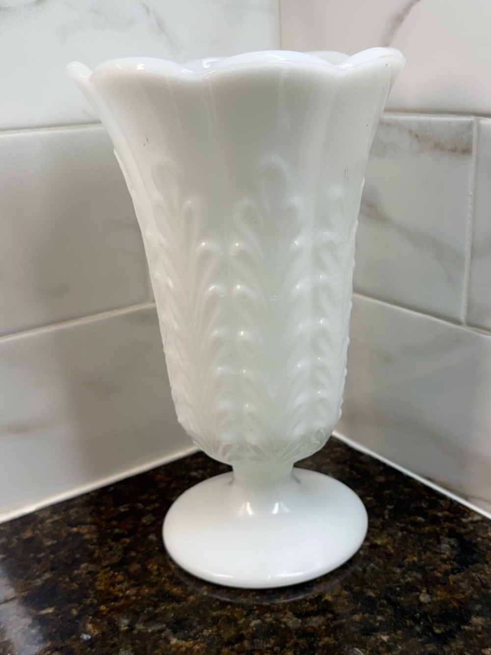 Vintage MCM E.O. Brody Co Milk Glass Vase